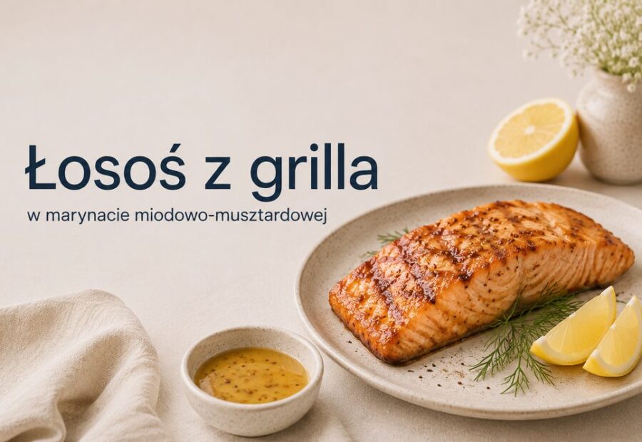 Łosoś z grilla w marynacie miodowo-musztardowej