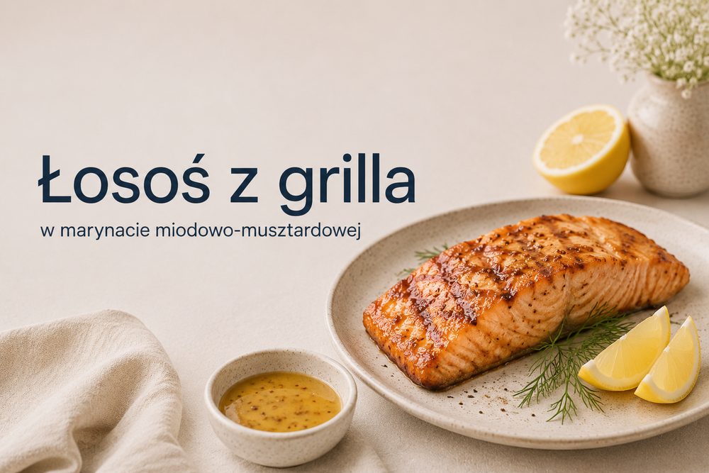 Łosoś z grilla w marynacie miodowo-musztardowej