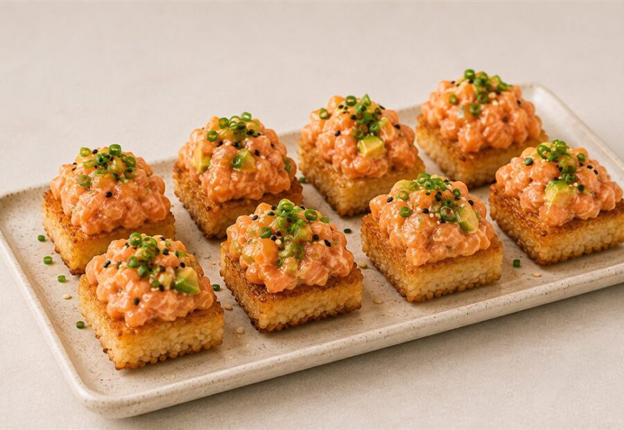 Crispy rice z łososiem – przepis na chrupiący ryż